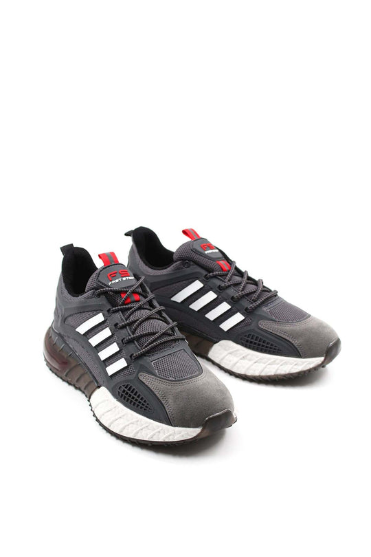 Baskets de course athlétiques grises et noires pour hommes - Wessi