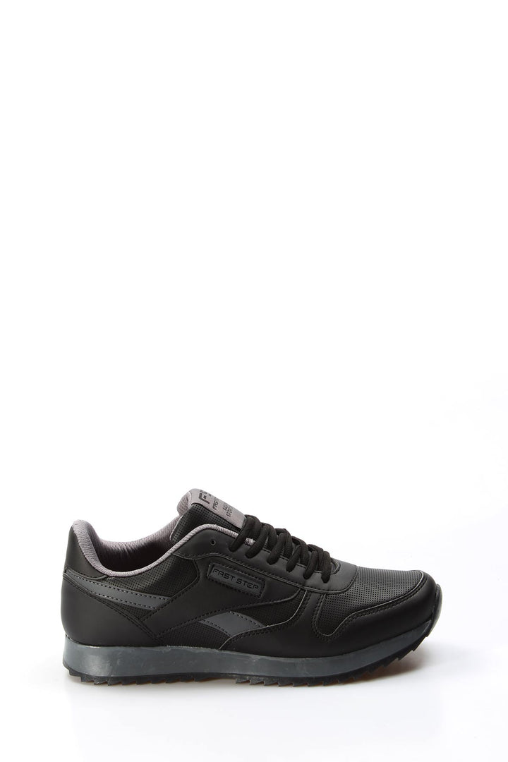 Men's Black Synthetic Lace-Up Athletic Sneakers - Wessi