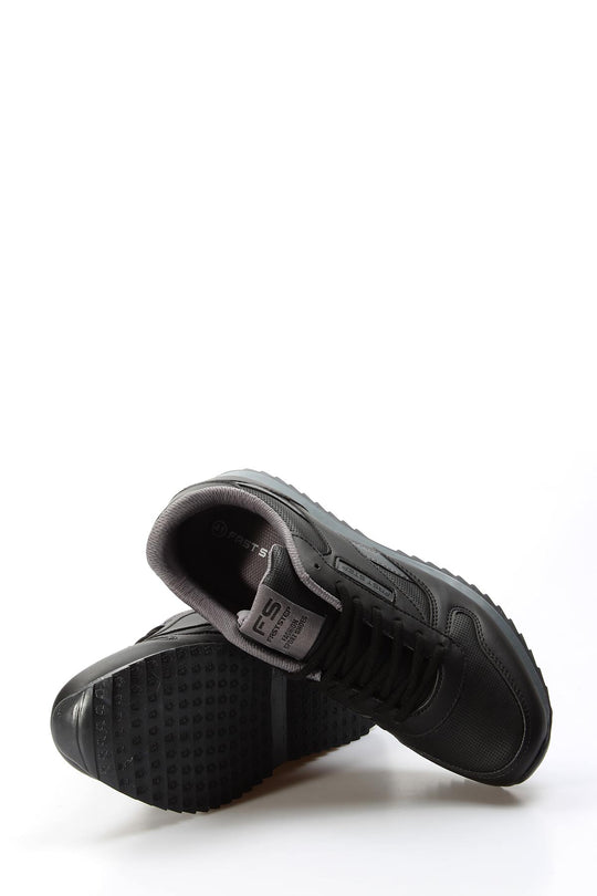 Men's Black Synthetic Lace-Up Athletic Sneakers - Wessi