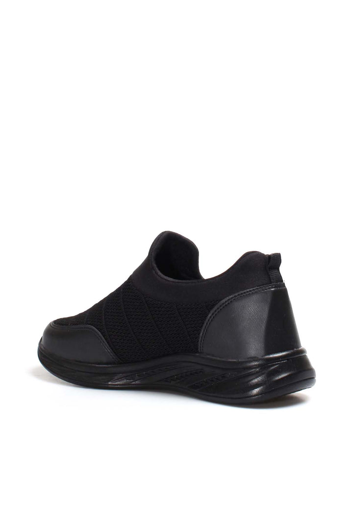 Men's Black Mesh Slip-On Sneakers with Cushioned Sole - Wessi