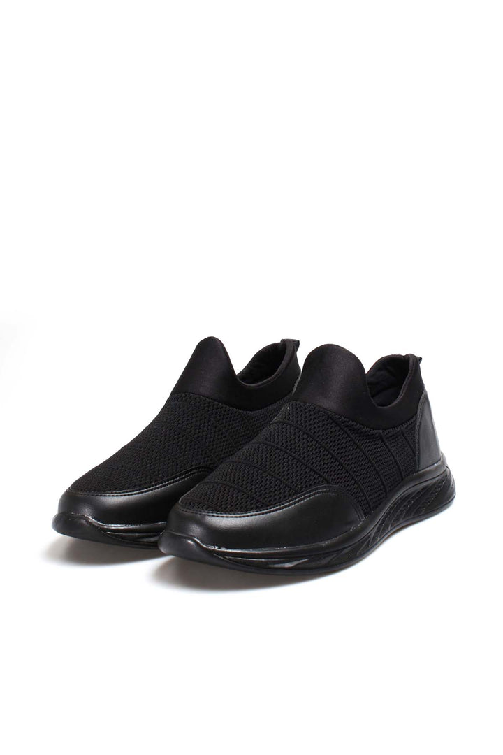 Men's Black Mesh Slip-On Sneakers with Cushioned Sole - Wessi