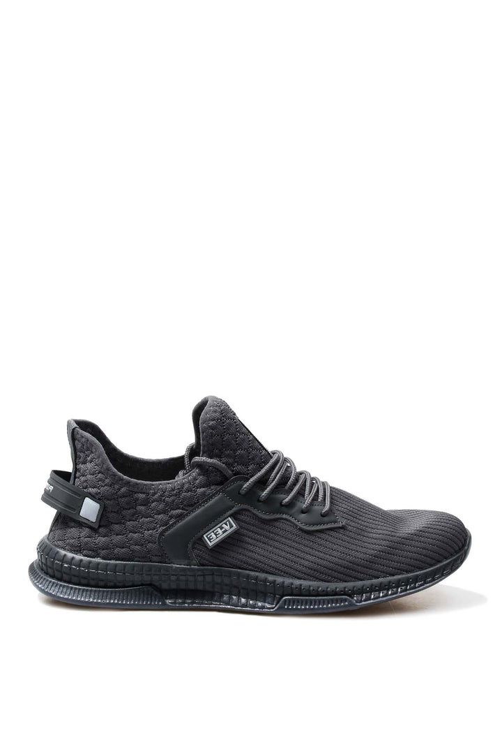 Men's Grey Lace-Up Athletic Mesh Sneakers - Wessi