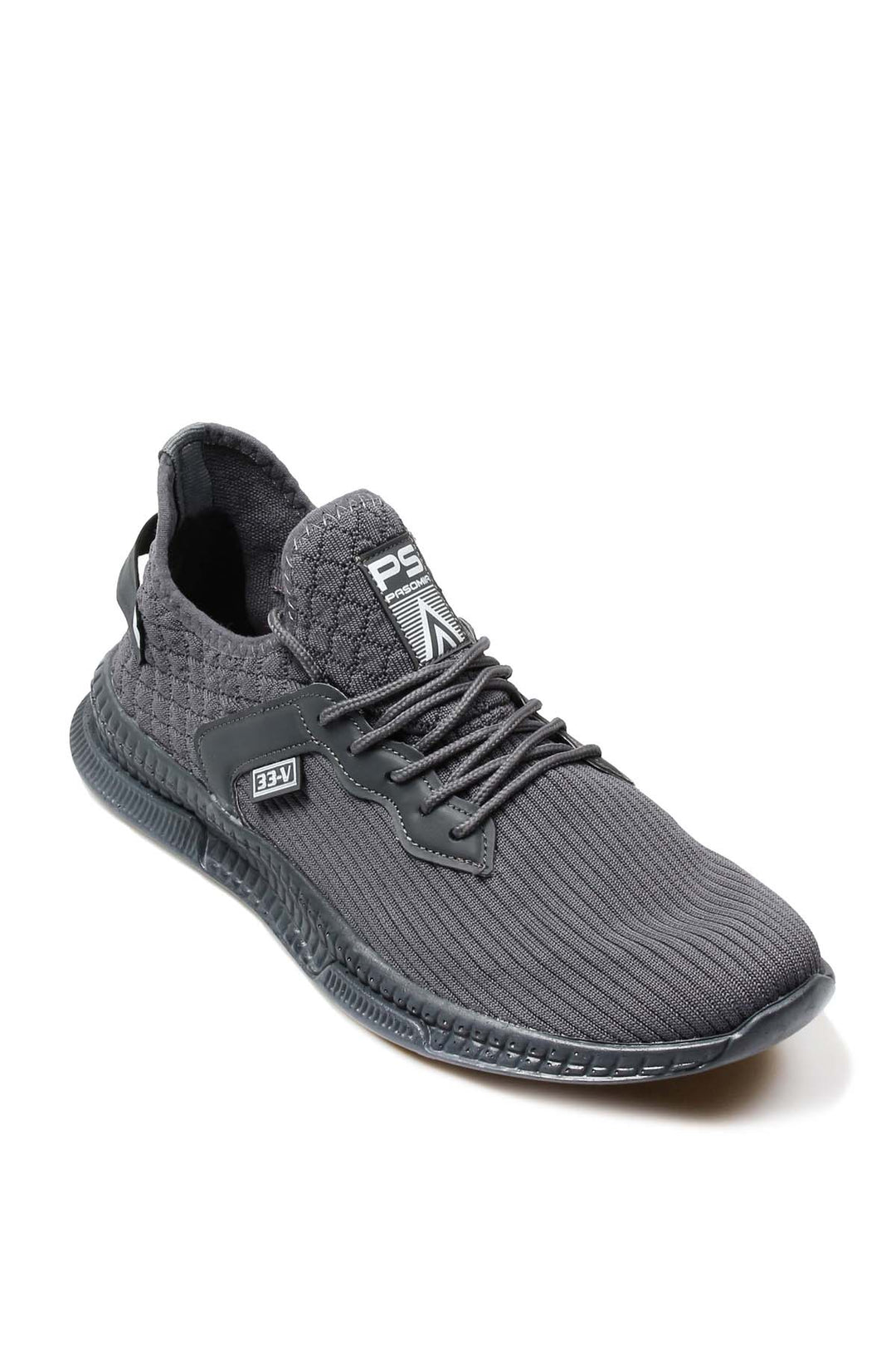 Men's Grey Lace-Up Athletic Mesh Sneakers - Wessi