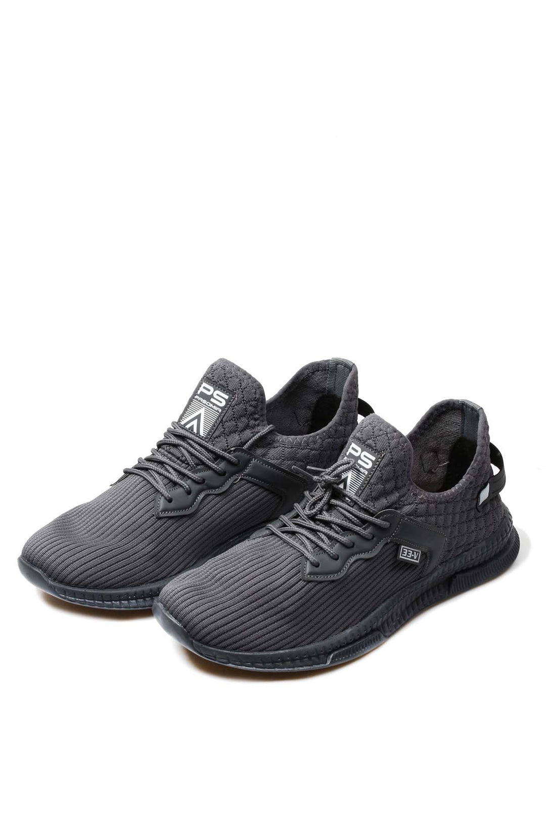 Men's Grey Lace-Up Athletic Mesh Sneakers - Wessi
