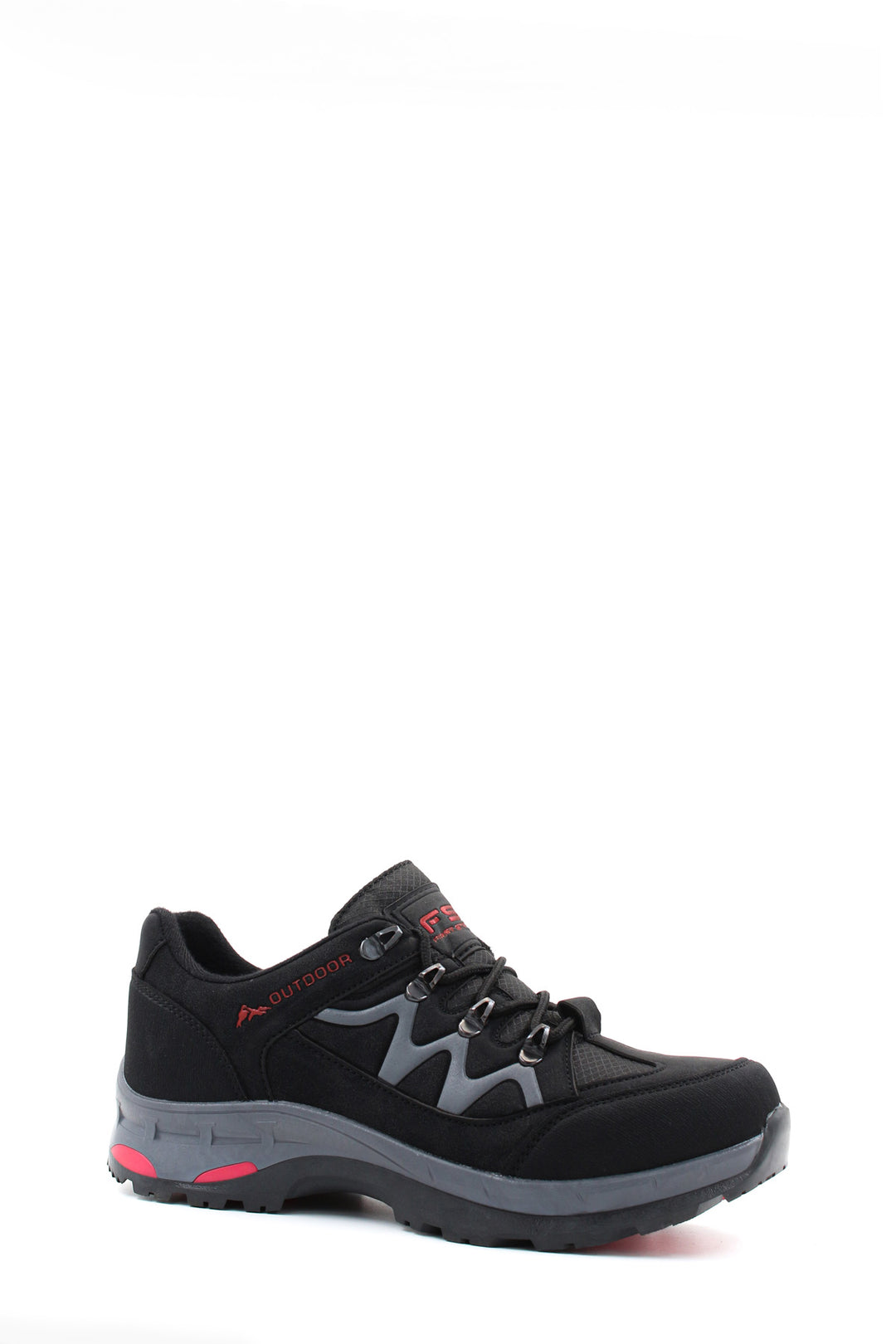Men's Black Outdoor Hiking Shoes with Red Accents - Wessi