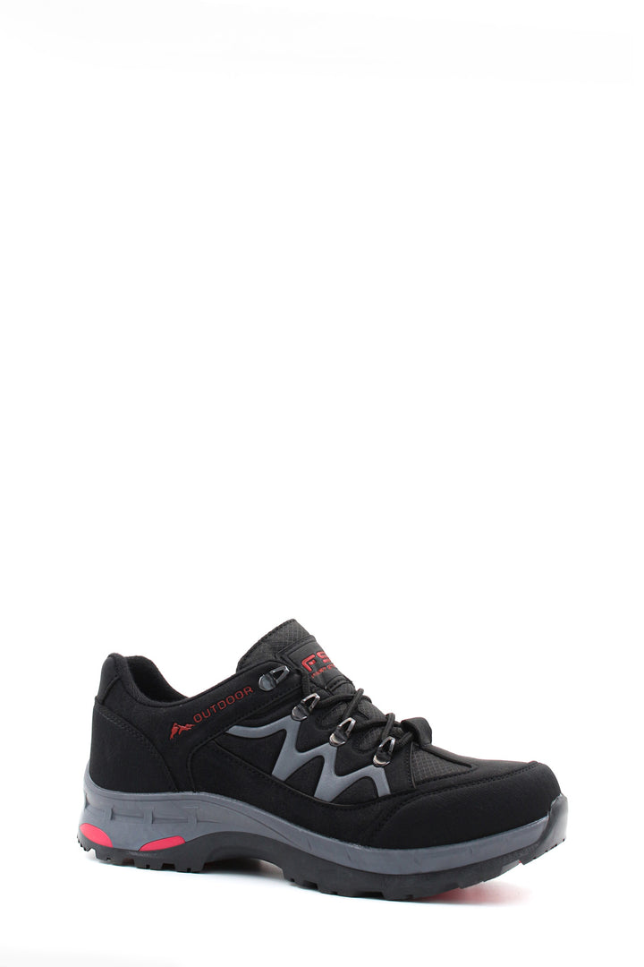 Men's Black Outdoor Hiking Shoes with Red Accents - Wessi