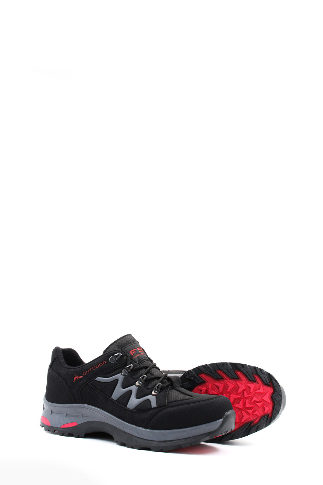 Men's Black Outdoor Hiking Shoes with Red Accents - Wessi