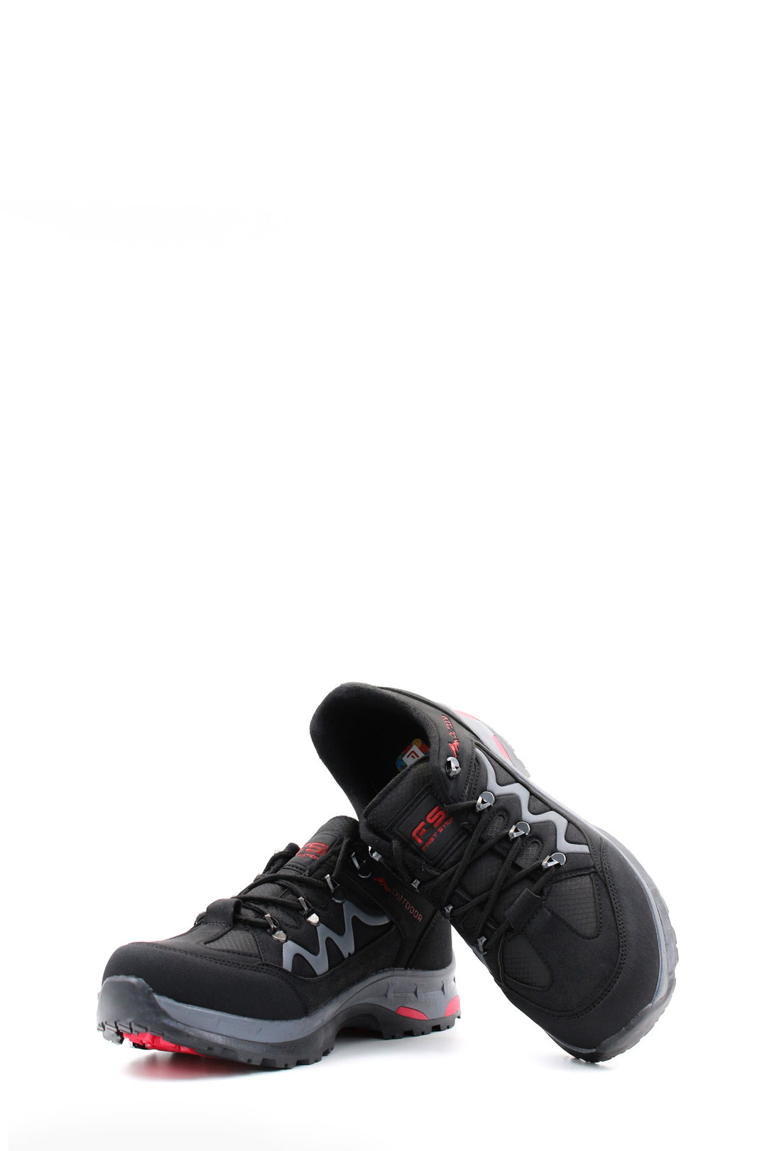 Men's Black Outdoor Hiking Shoes with Red Accents - Wessi