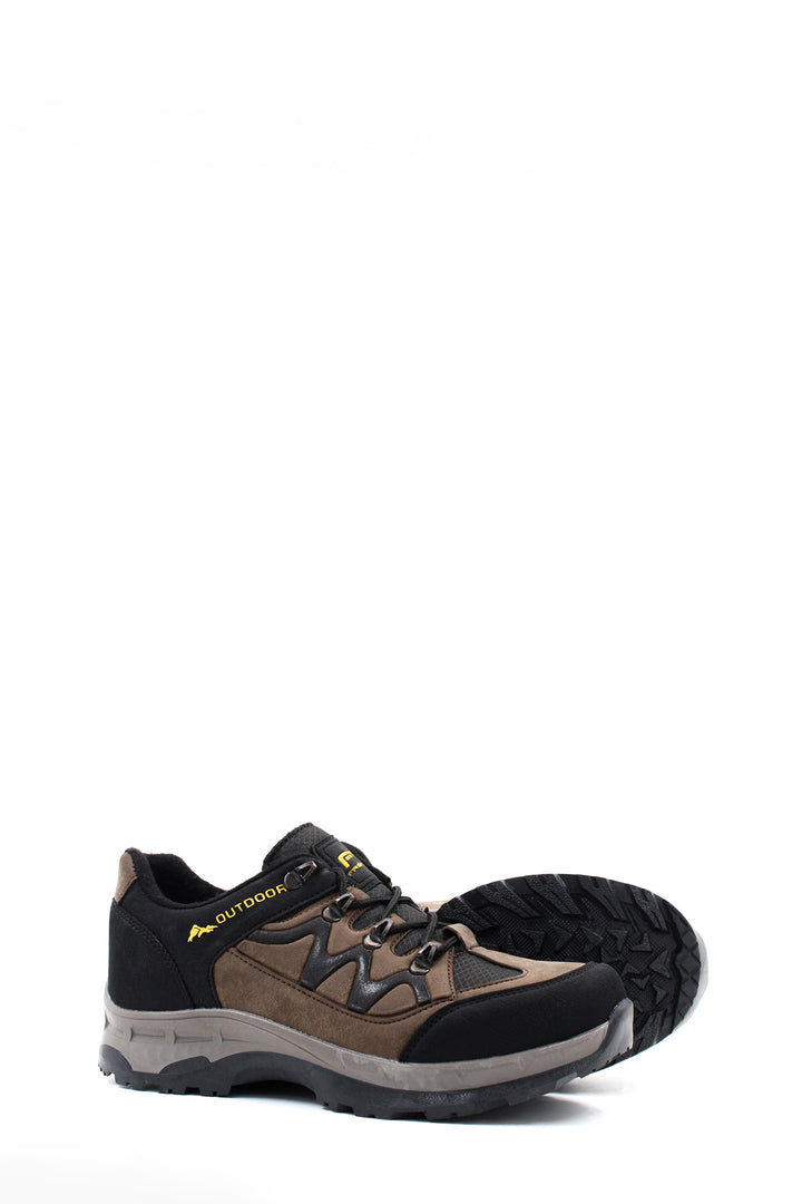 Men's Black and Brown Outdoor Hiking Shoes - Wessi