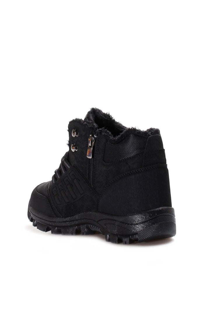 Bottes d'extérieur noires pour hommes avec doublure en fourrure et semelle robuste - Wessi