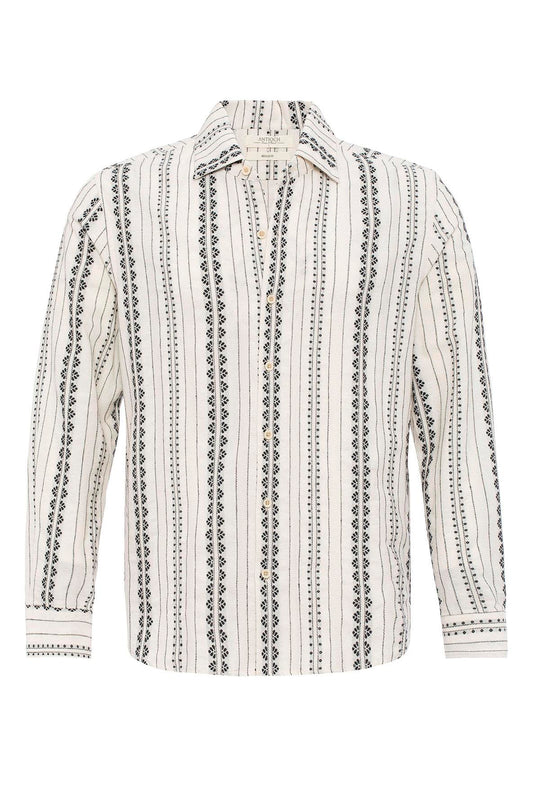 Chemise Homme Noire à Manches Longues Design Ethnique - Wessi