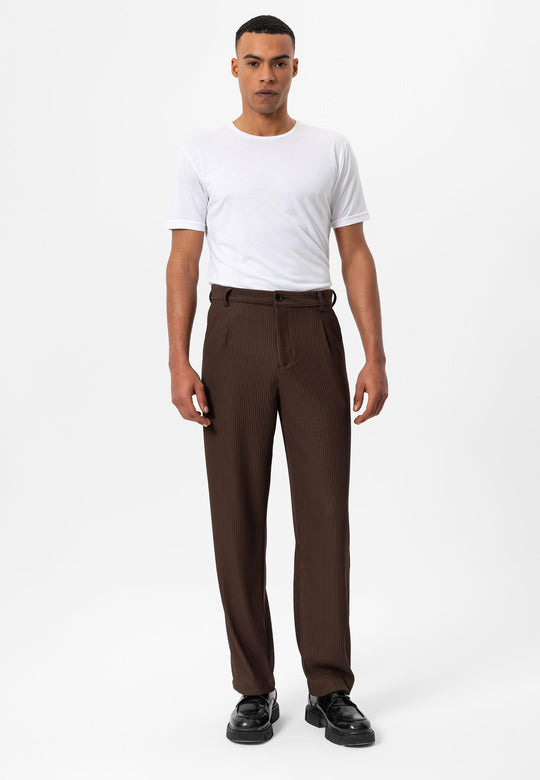 Pantaloni a coste marroni da uomo - Wessi