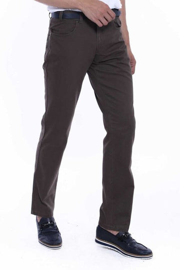 Pantalon Homme Poches à Rabat Daim Coton Coupe Slim Kaki - Wessi