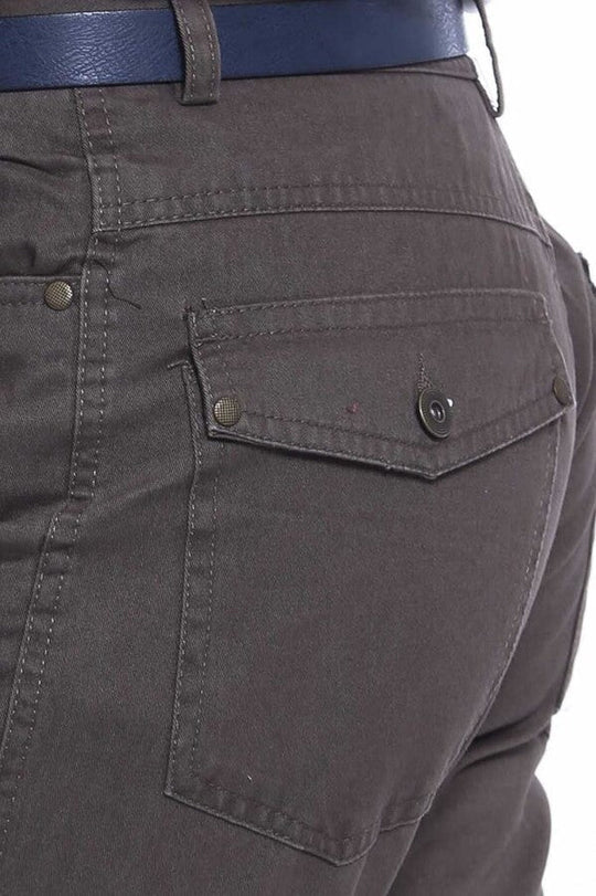 Pantalon Homme Poches à Rabat Daim Coton Coupe Slim Kaki - Wessi