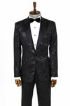 Floral Patterned Black Men Tuxedo Blazer - Wessi