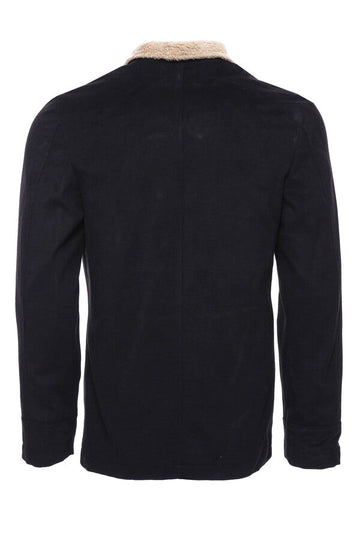 Cappotto da uomo nero con collo in pelliccia 4 tasche - Wessi