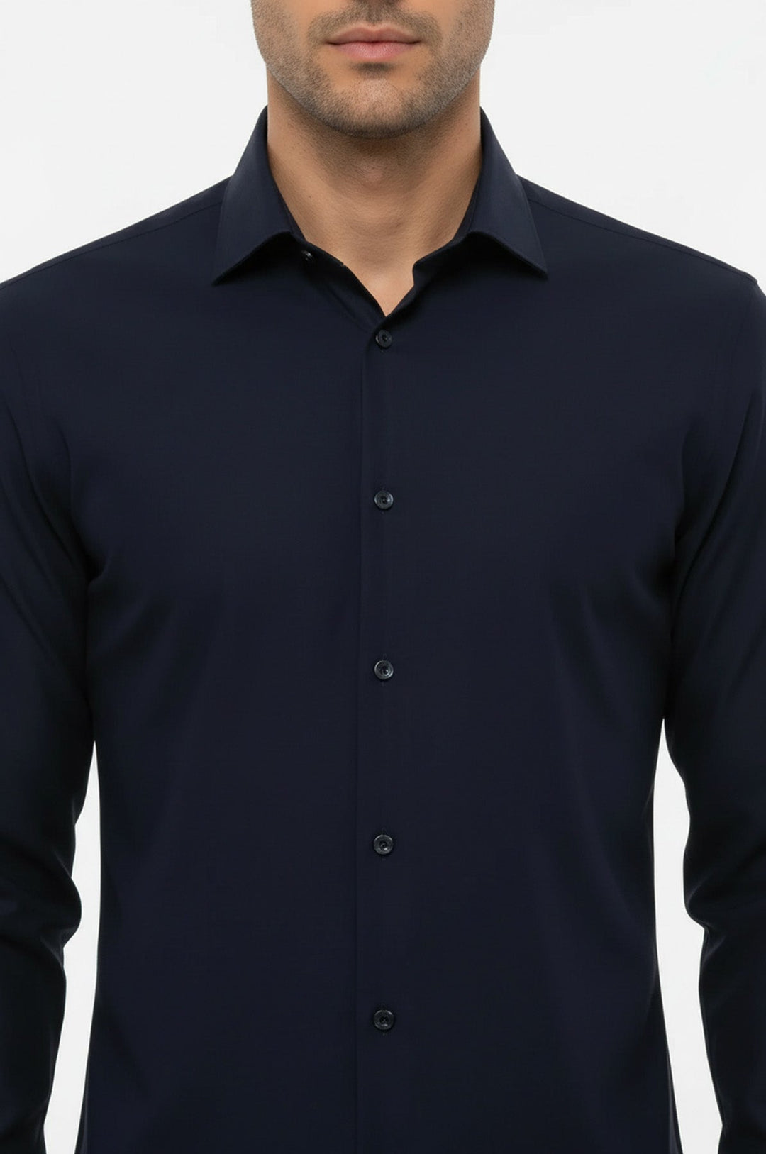 Camisa Hombre Lisa Manga Larga Regular Fit Azul Marino - Wessi