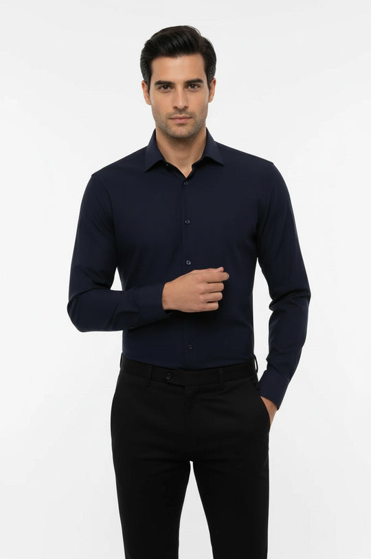 Plain Long Sleeves Regular Fit Navy Blue Men Shirt - Wessi Wessi - Discover Diversity Plain Long Sleeves Regular Fit Navy Blue Men Shirt - Wessi Wessi - Discover Diversity