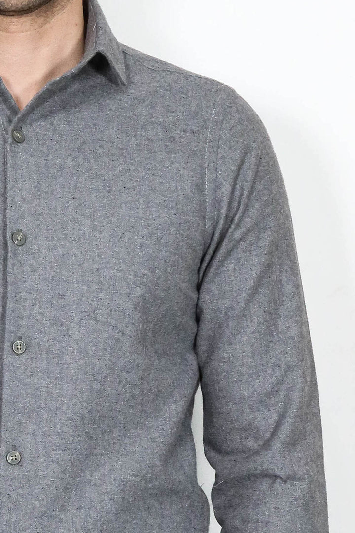 Plain Slim Fit Grey Men Lumberjack Men Shirt - Wessi