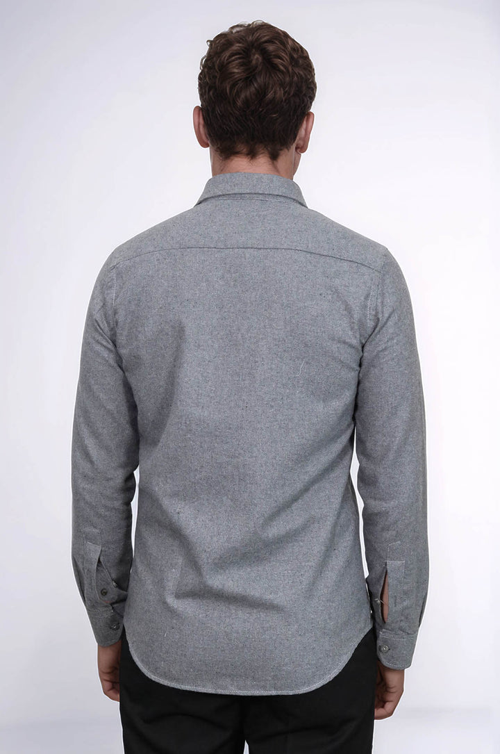 Plain Slim Fit Grey Men Lumberjack Men Shirt - Wessi