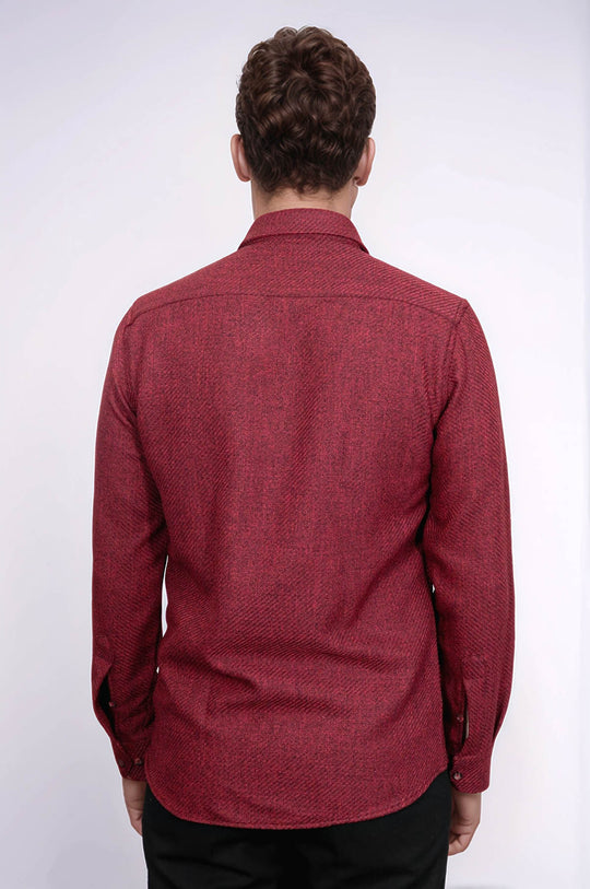 Slim Fit Cotton Plain Burgundy Men Lumberjack Shirt - Wessi – Wessi