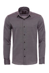 Burgundy Patterned Long Sleeves Slim-Fit Shirt - Wessi