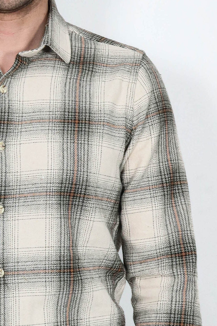 Camisa Leñador Cuadros Beige Hombre - Wessi