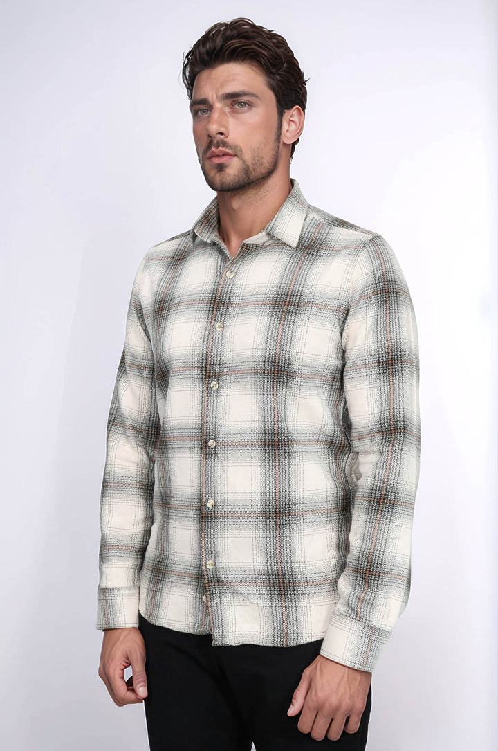 Camisa Leñador Cuadros Beige Hombre - Wessi