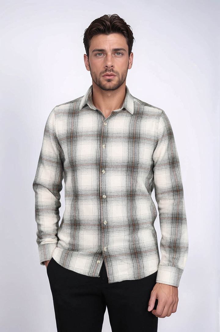 Camisa Leñador Cuadros Beige Hombre - Wessi