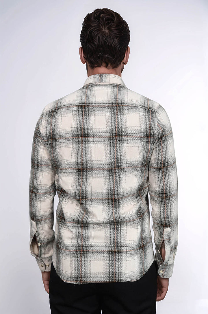Camisa Leñador Cuadros Beige Hombre - Wessi