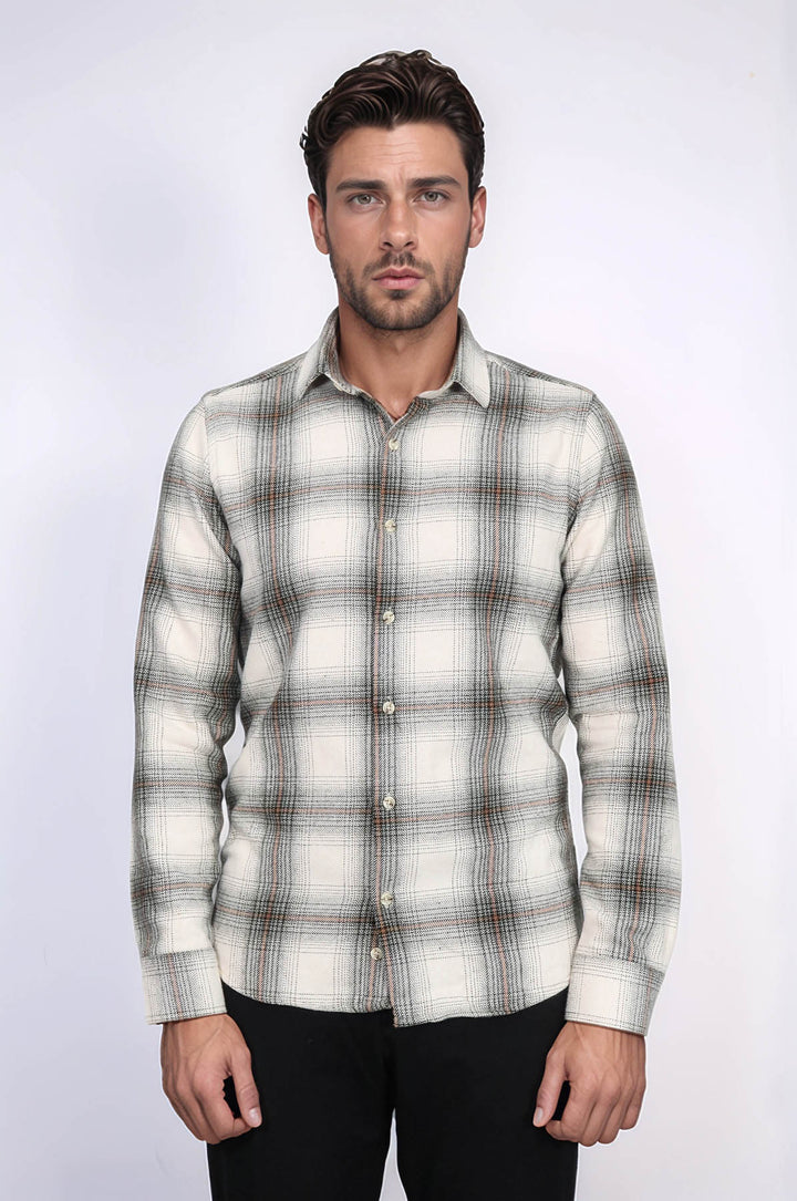 Camisa Leñador Cuadros Beige Hombre - Wessi