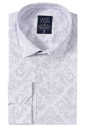 Chemise blanche à manches longues à motifs | Wessi - Wessi