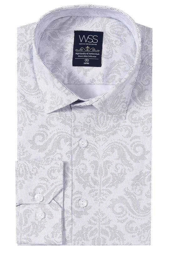 Chemise blanche à manches longues à motifs | Wessi - Wessi