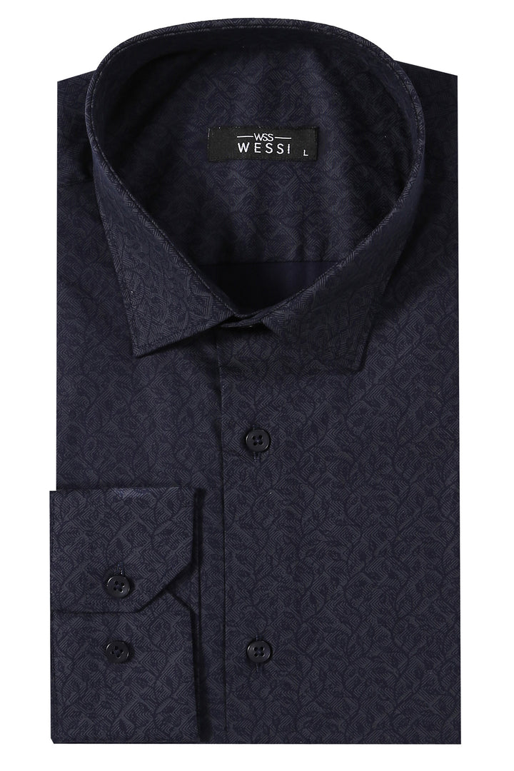 Patterned Navy Blue Men's Shirt | Wessi