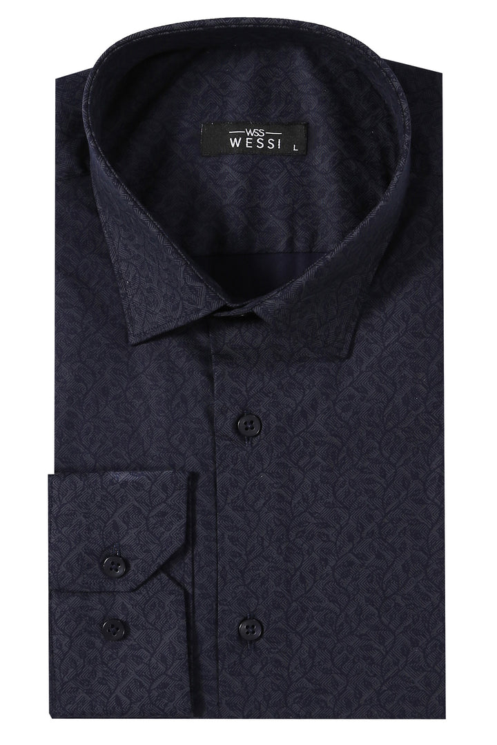 Chemise homme bleu marine à motifs | Wess