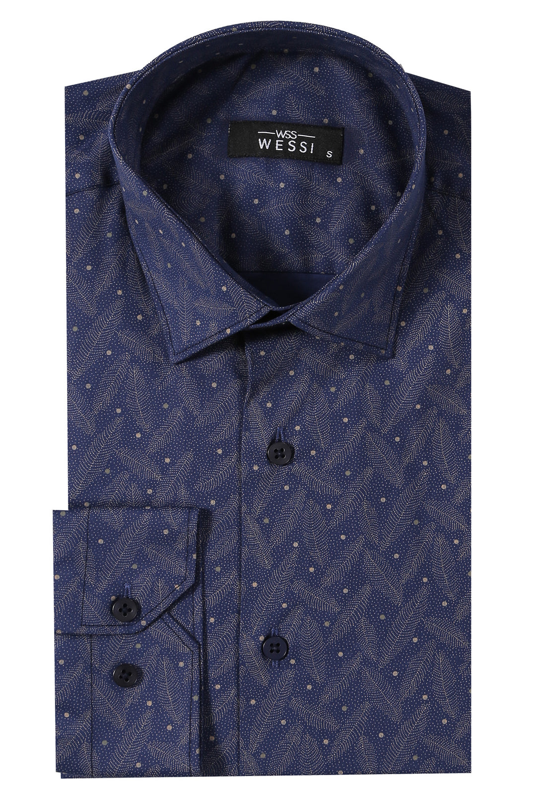 Dot-Patterned Navy Blue Shirt | Wessi