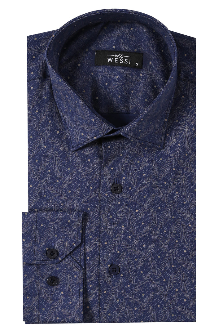 Chemise bleu marine à pois | Wess