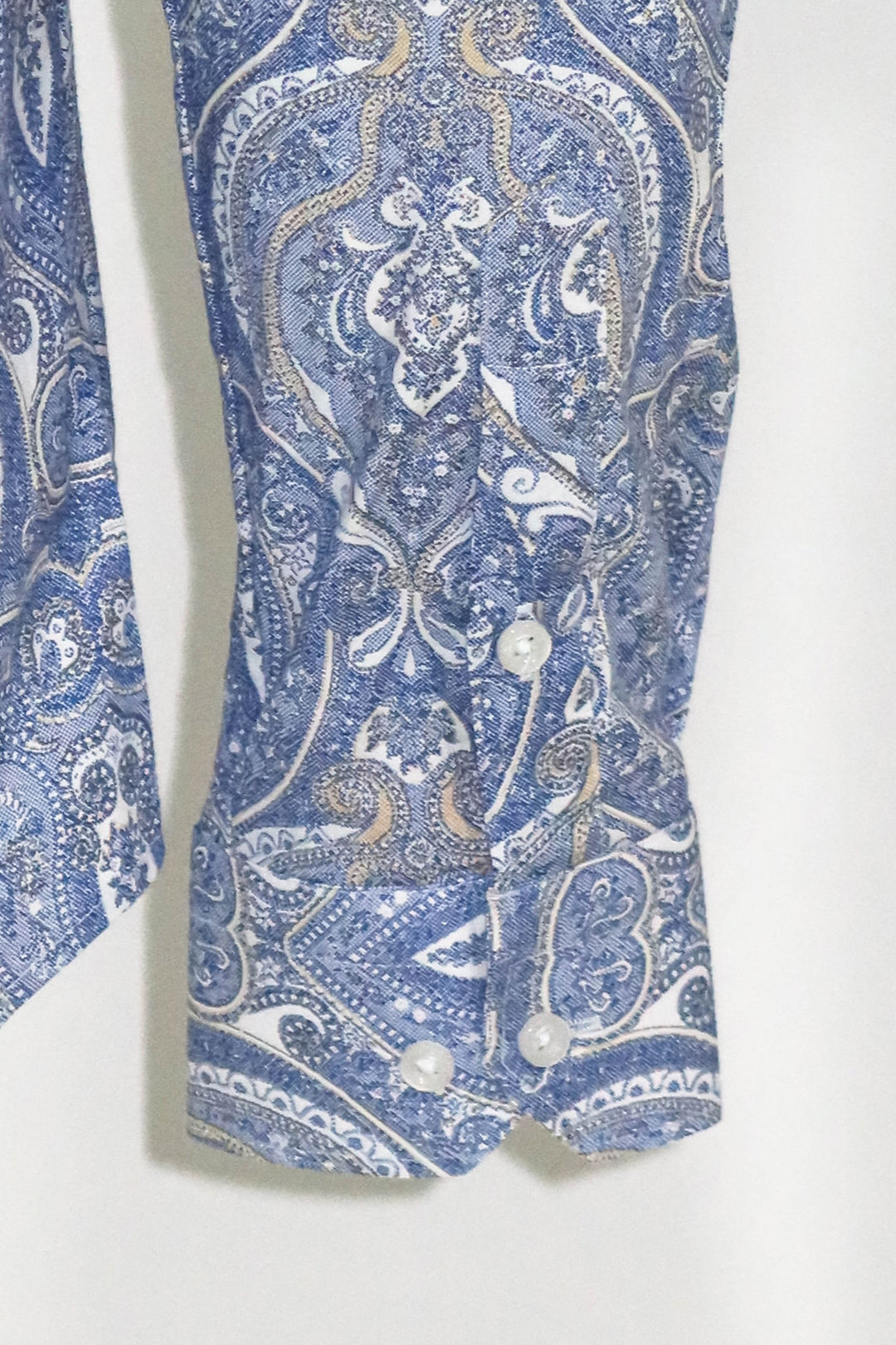 Blue Damask Pattern Slim Fit Shirt - Wessi