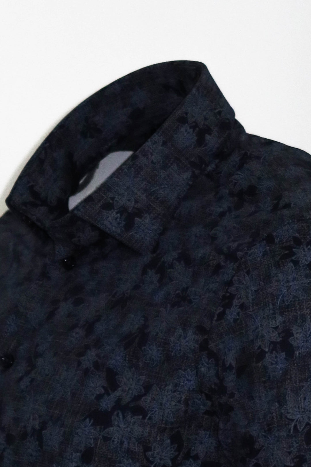 Bloom Patterned Dark Blue Slim Fir Shirt - Wessi