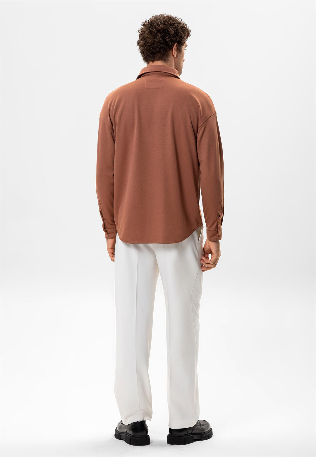 Men's Light Brown Oversize Classic  Shirt - Wessi