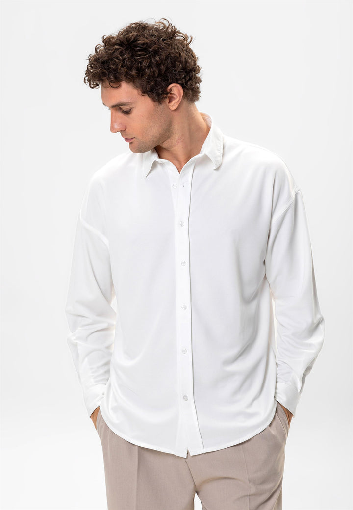 Chemise Classique Oversize Écru Homme - Wessi