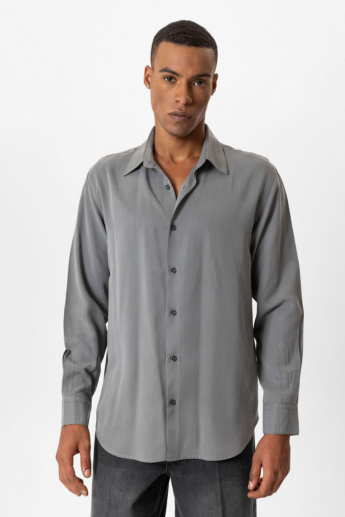 Gray Technical Tencel Fabric Men's Shirt - Wessi – Wessi