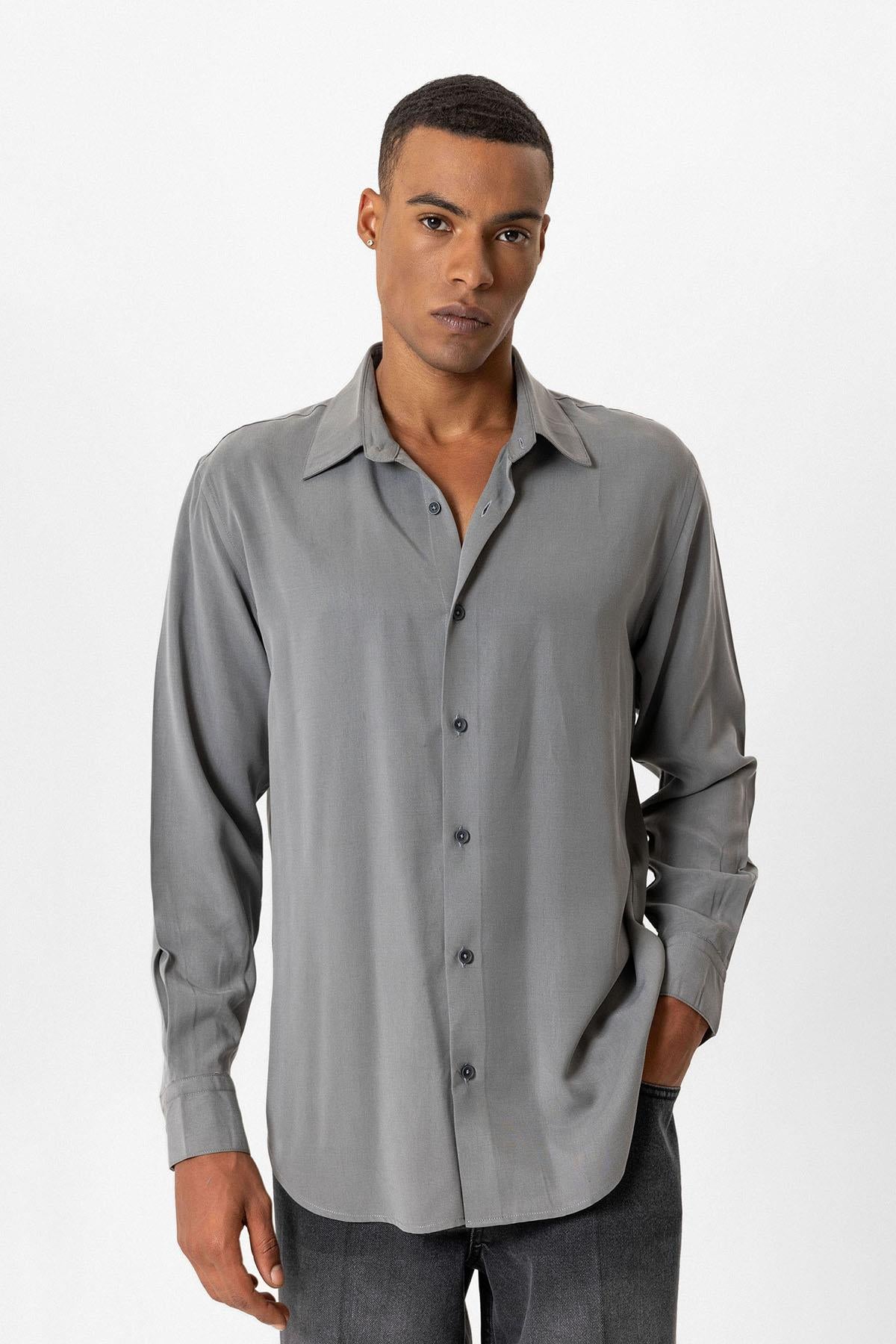 Gray Technical Tencel Fabric Men's Shirt - Wessi – Wessi