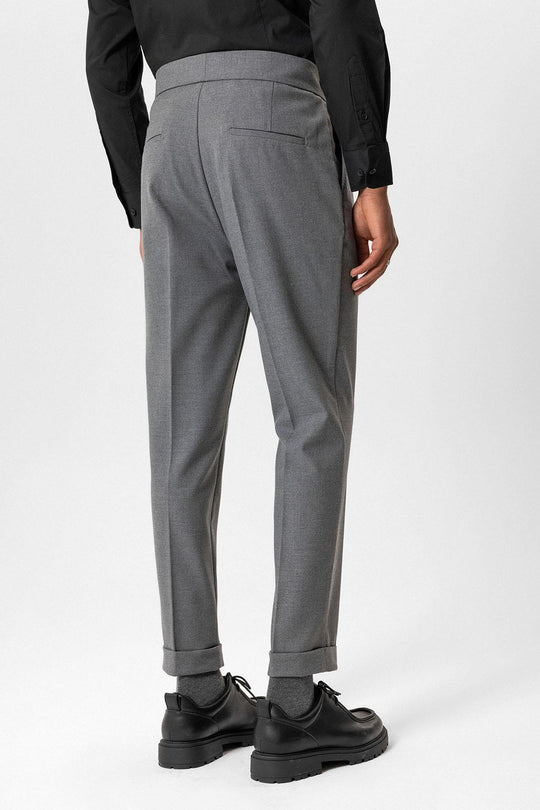 Gray High-Waisted Pleated Technical Men's Trousers - Wessi – Wessi