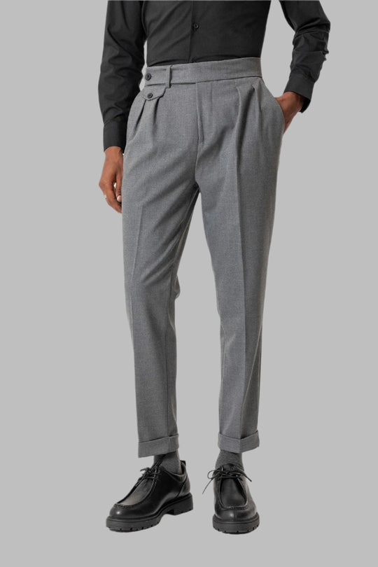 Gray High-Waisted Pleated Technical Men's Trousers - Wessi – Wessi