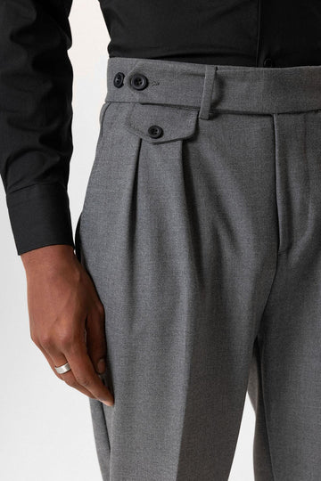 Gray High-Waisted Pleated Technical Men's Trousers - Wessi – Wessi