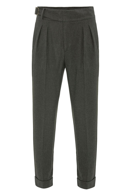 Pantalons pour hommes plissés Khaki avec détail de boucle - Wessi