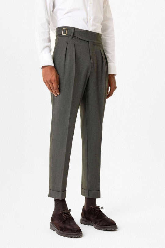 Pantalons pour hommes plissés Khaki avec détail de boucle - Wessi