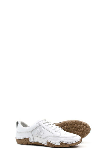 Men's White Leather Lace-Up Casual Sneakers with Embossed Design - Wessi