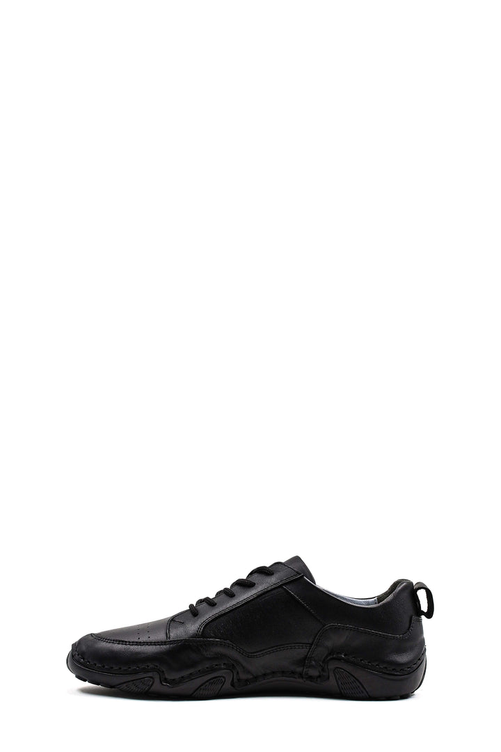 Men's Black Leather Casual Shoes with Embossed Detail - Wessi